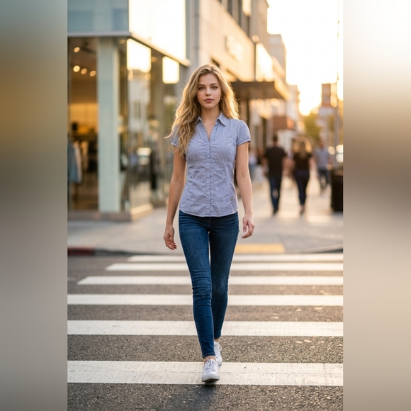 Vintage Guess Pinstripe Hook & Eye Back Cutout Corset Top L - Picture 7 of 8